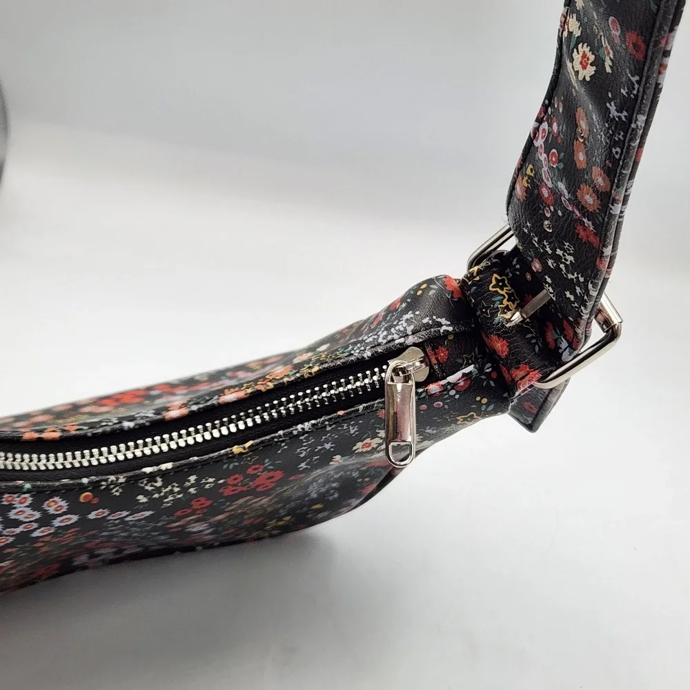 Wild‎ Fable Black Floral Shoulder Baguette Handbag Small Retro Y2K Style